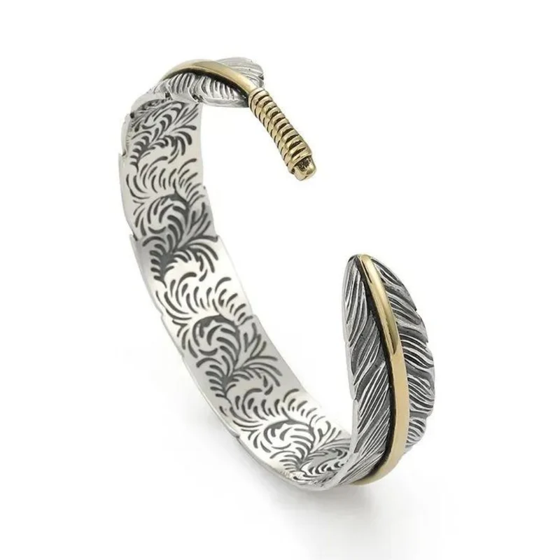 Bracelet Jonc Plume Argent