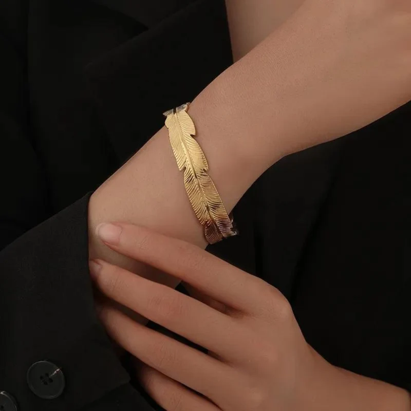 Bracelet Plume Or