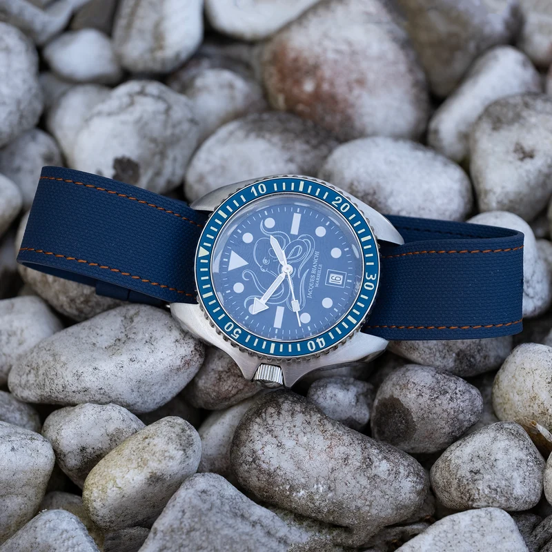 Bracelet une pièce fkm rubber Bleu couture orange
