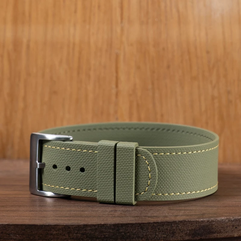 Bracelet une pièce fkm rubber kaki couture jaune