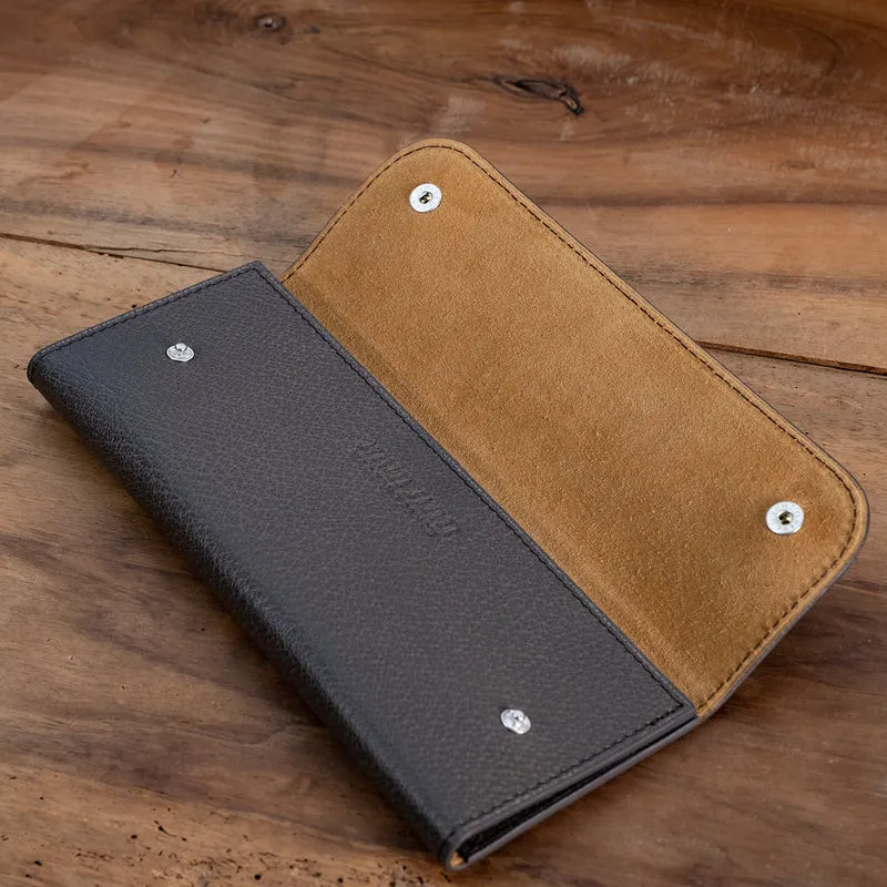 Pochette souple deux montres marron aspect pigskin