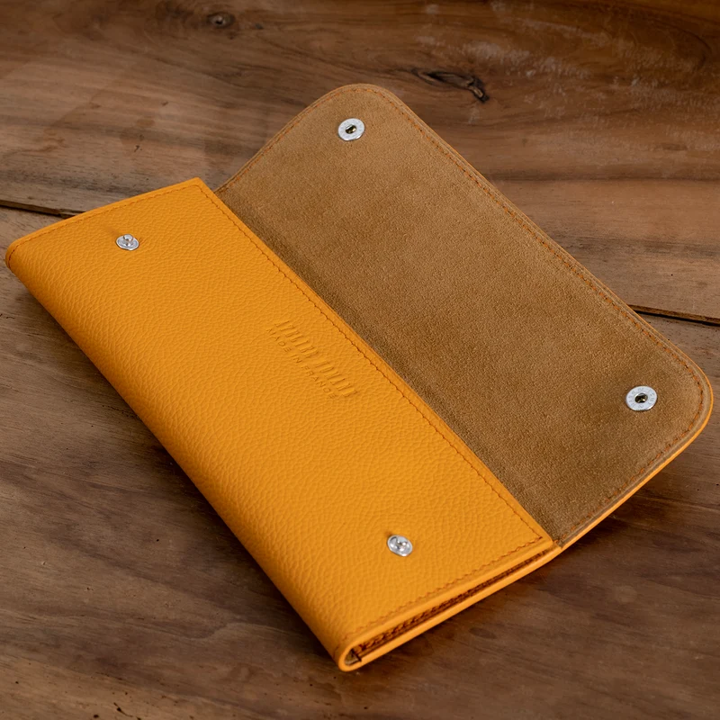 Pochette souple 2 montres cuir grainé orange