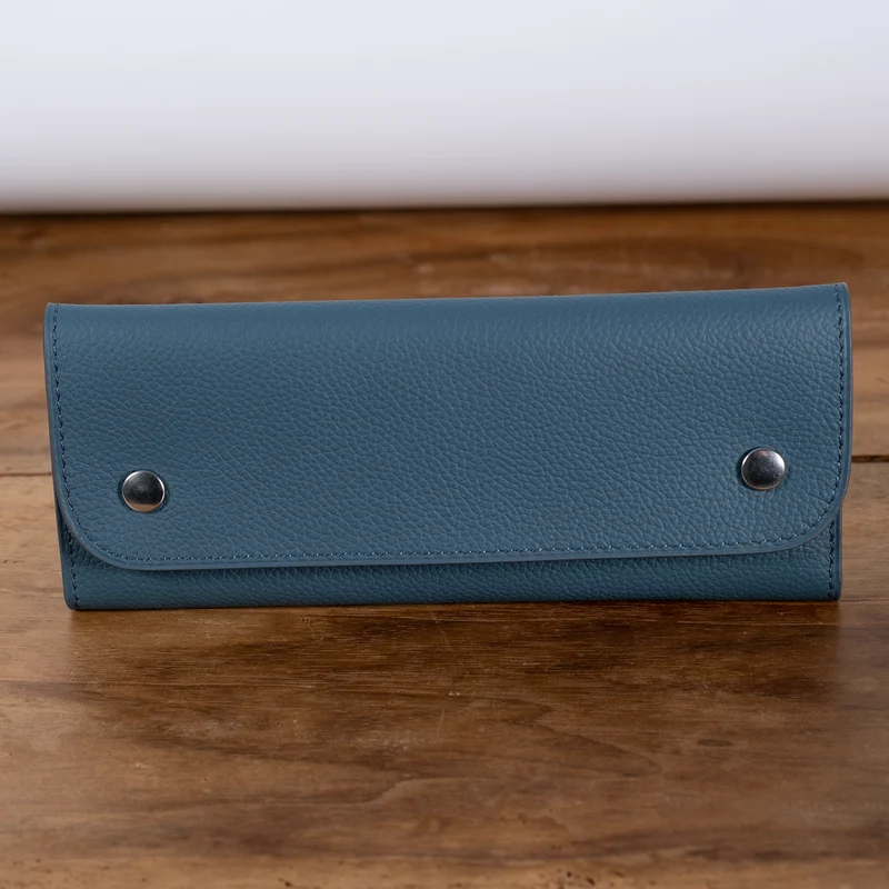 Pochette souple 2 montres cuir grainé Gris