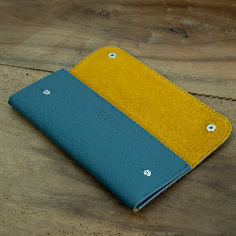 Pochette souple 2 montres cuir grainé Gris