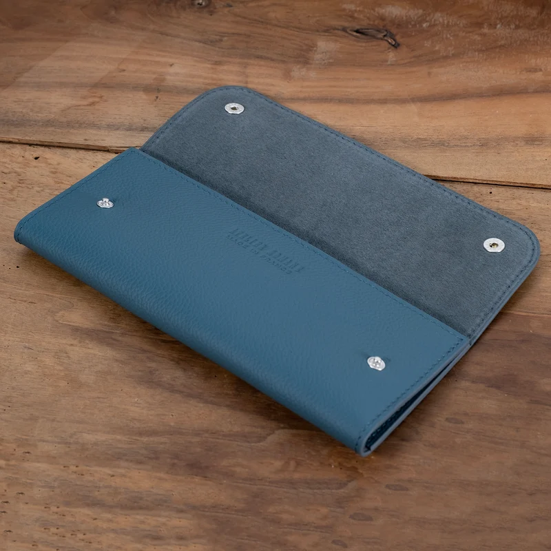 Pochette souple 2 montres cuir grainé Gris