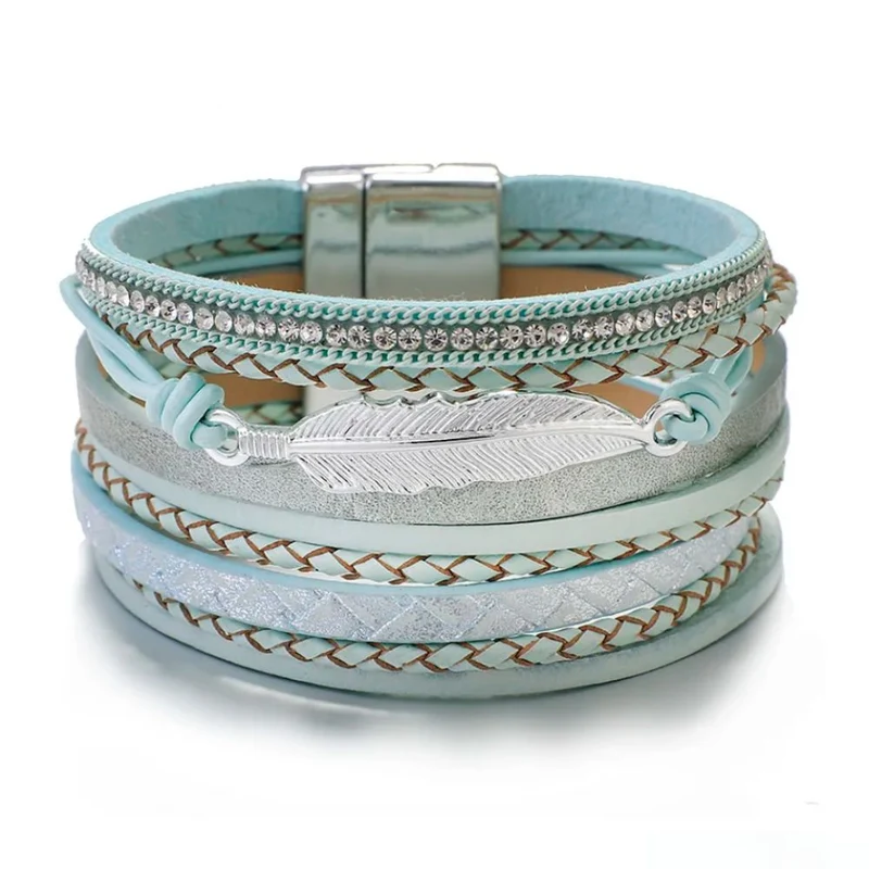 Bracelet Homme Cuir et Plume