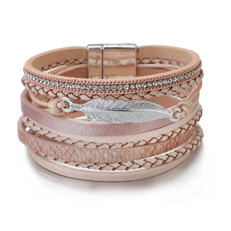 Bracelet Homme Cuir et Plume