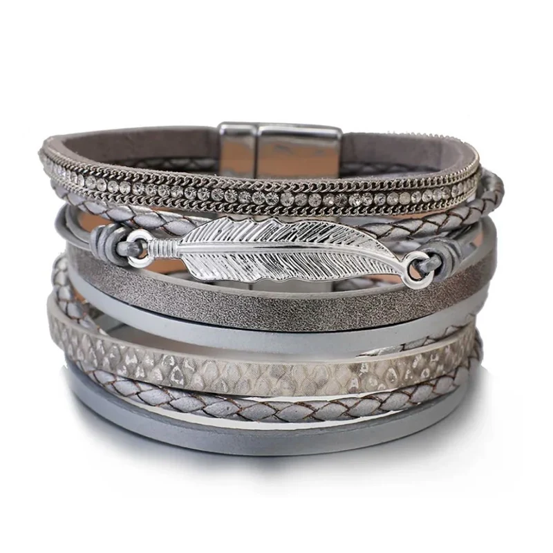Bracelet Homme Cuir et Plume
