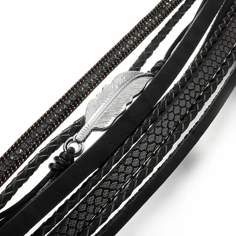 Bracelet Homme Cuir et Plume