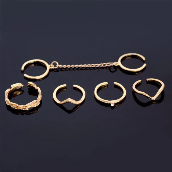 BAGUES 6 PIÈCES DORÉES AJUSTABLES