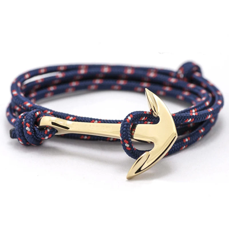 BRACELETS ANCRE DORÉE (6 COULEURS)