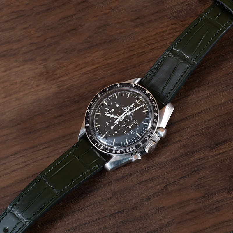 Bracelet alligator vert anglais écailles carrées