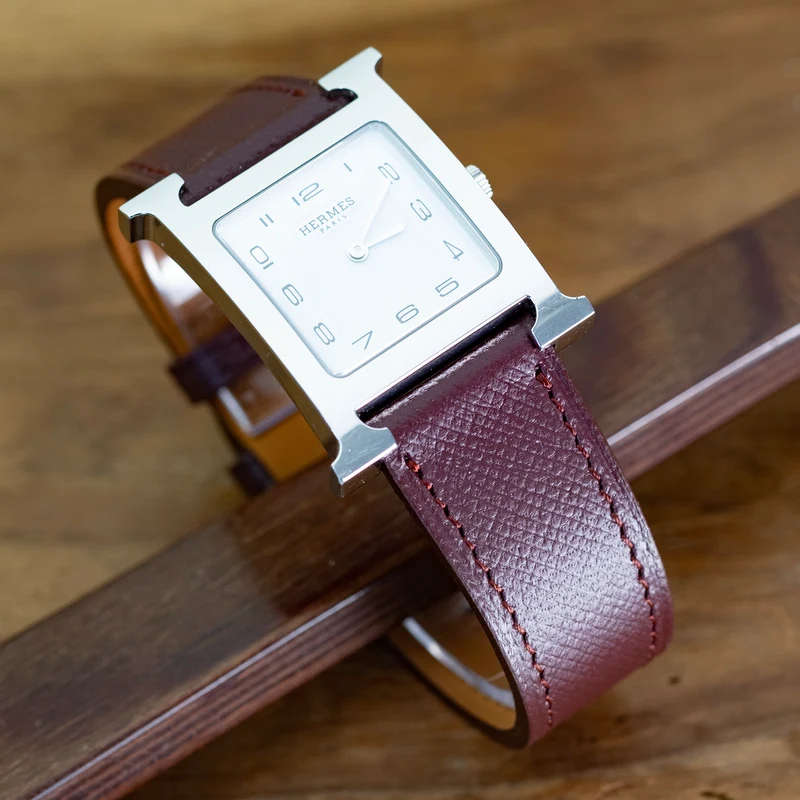 Bracelet de montre cuir saffiano Bordeaux