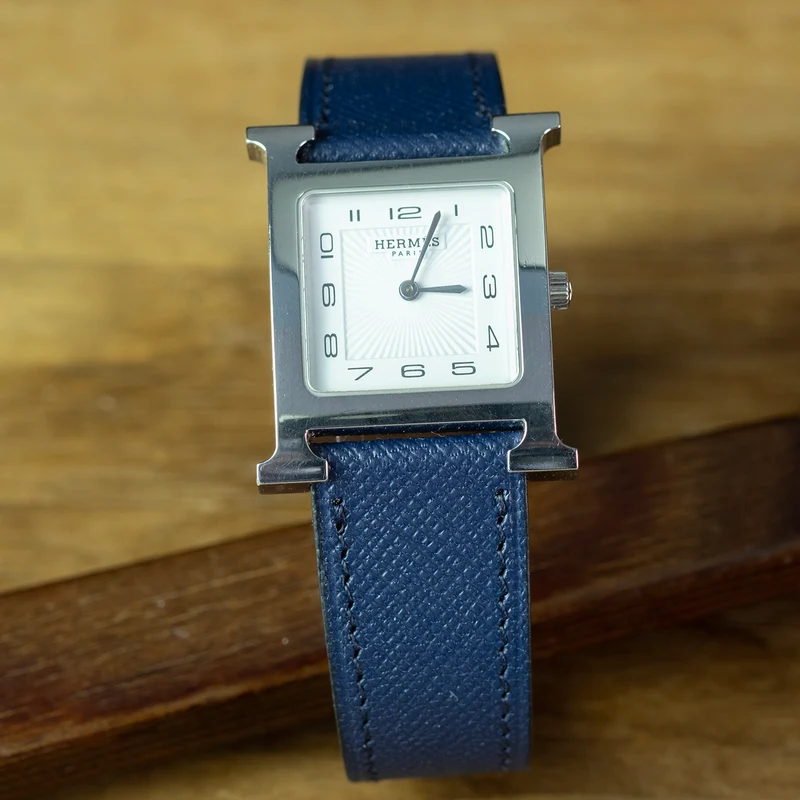Bracelet de montre cuir saffiano bleu