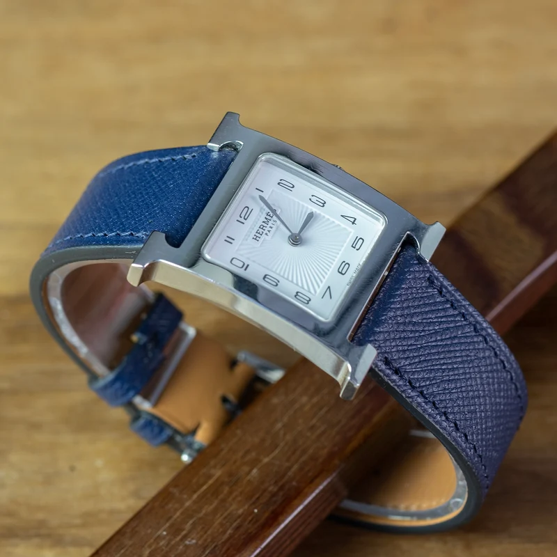 Bracelet de montre cuir saffiano bleu