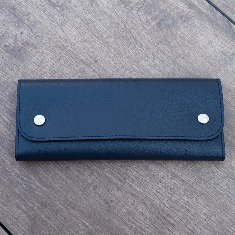 Pochette souple deux montres veau grainé bleu
