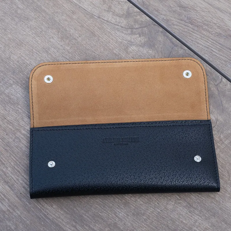 Pochette souple deux montres noir aspect pigskin