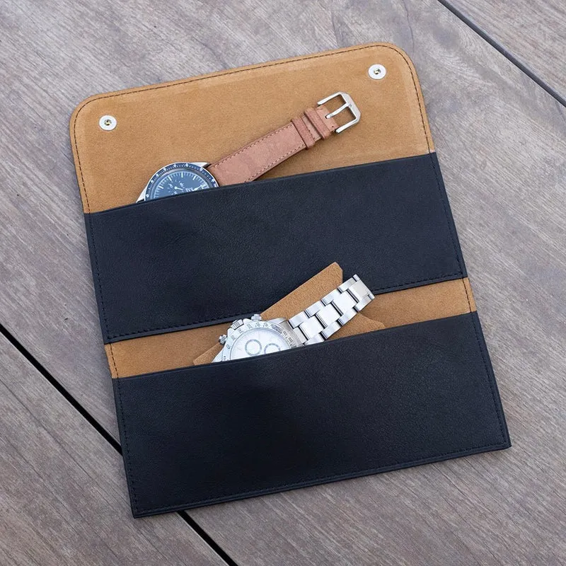 Pochette souple 2 montres noire