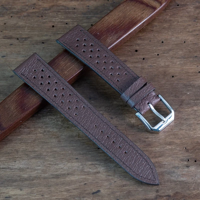 Bracelet racing pigskin chocolat mat