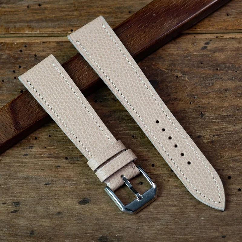 Bracelet de montre veau grainé crème