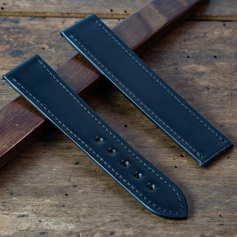 Bracelet shell cordovan noir compatible boucle déployante omega