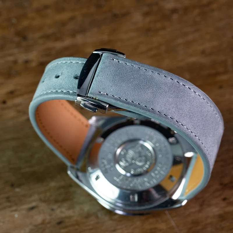 Bracelet Nubuck Argent compatible boucle déployante omega