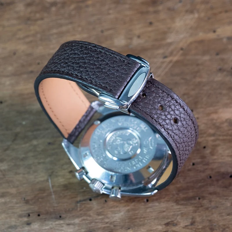 Bracelet Taurillon chocolat compatible boucle déployante omega
