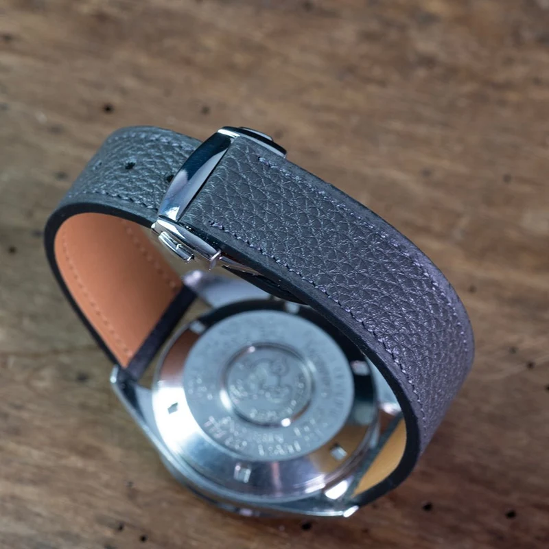 Bracelet Taurillon gris compatible boucle déployante omega