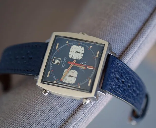 Bracelet de montre taurillon bleu Racing