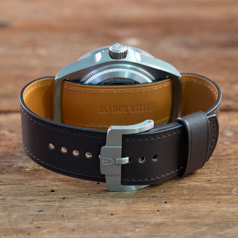 Bracelet MN veau sellier chocolat
