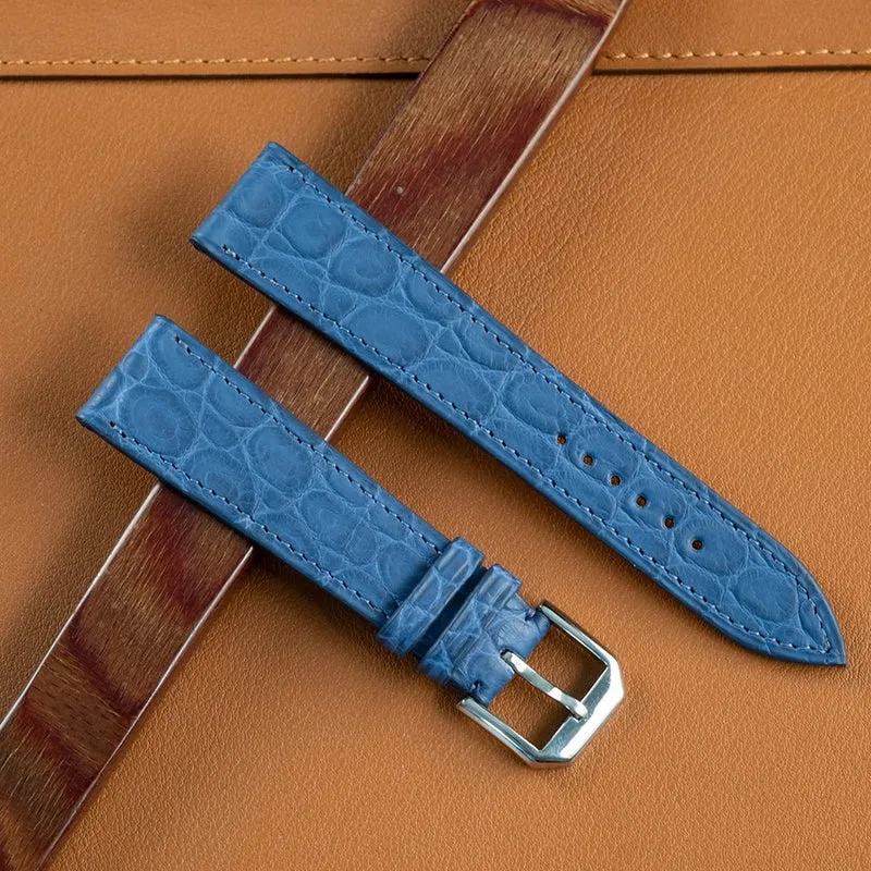 Bracelet alligator bleu écailles rondes