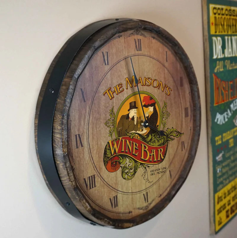 Wine Bar Too Quarter Barrel Clock - Personalized