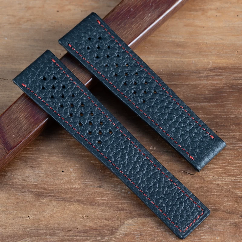 Bracelet compatible boucle tag heuer taurillon noir