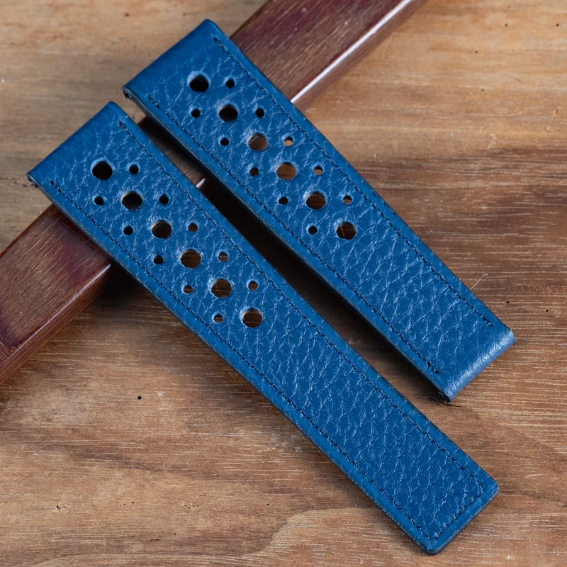 Bracelet compatible boucle tag heuer taurillon bleu