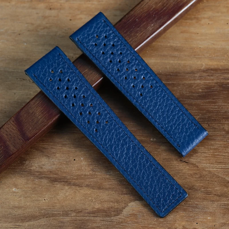 Bracelet compatible boucle tag heuer taurillon bleu