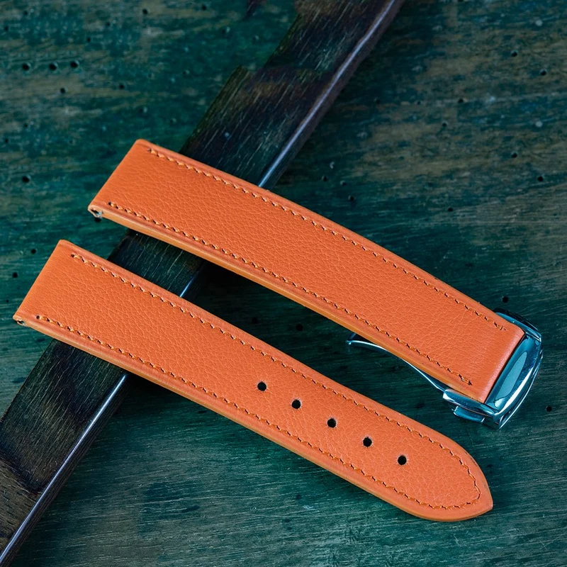 Bracelet veau orange compatible boucle déployante omega
