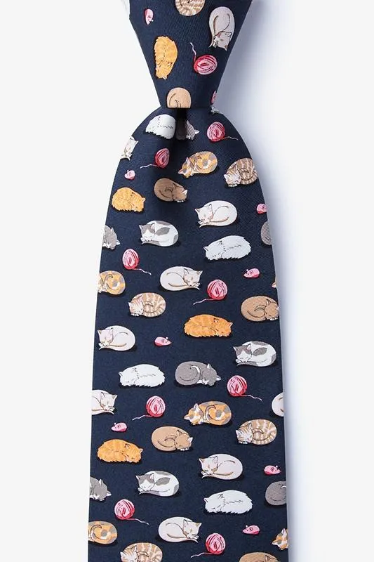 Cat Nap 100% Silk Men's Tie