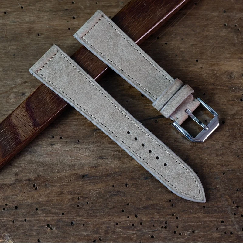 Bracelet nubuck cappuccino coutures horizontales