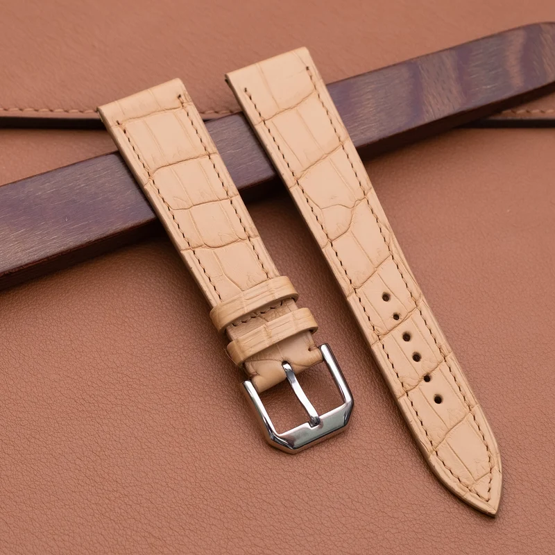 Bracelet alligator crème écailles carrées