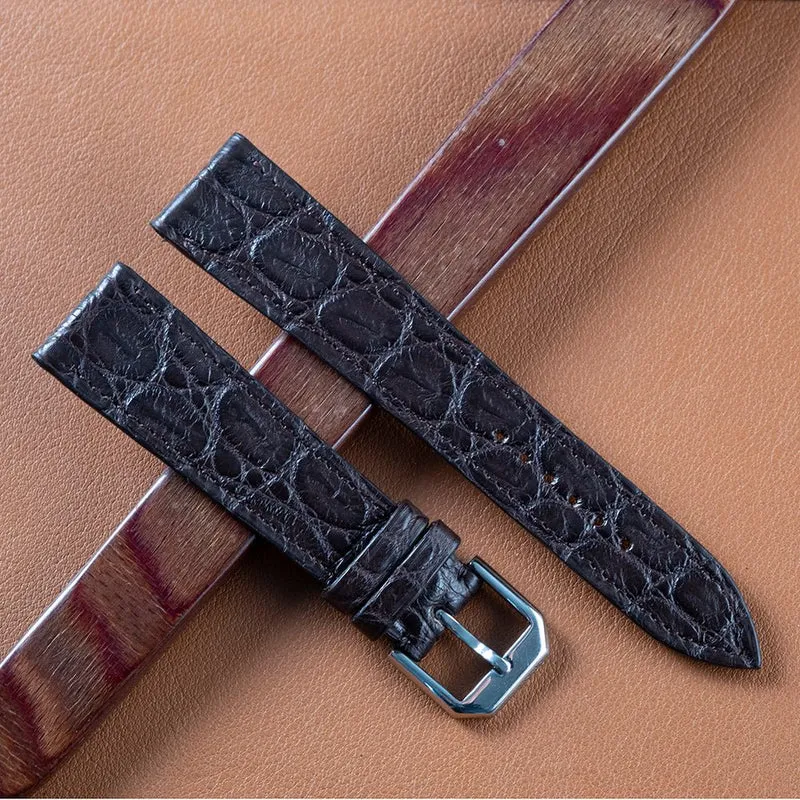 Bracelet alligator noir écailles rondes