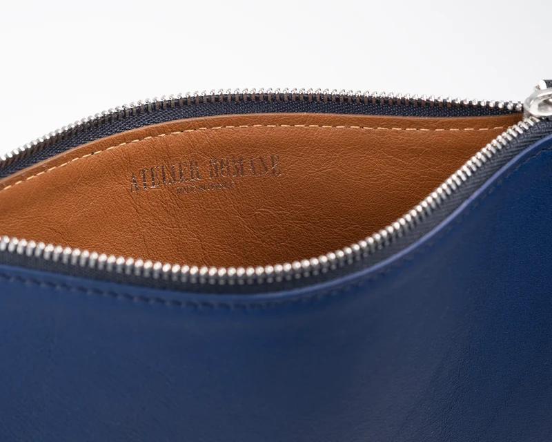 Pochette city cuir bleu