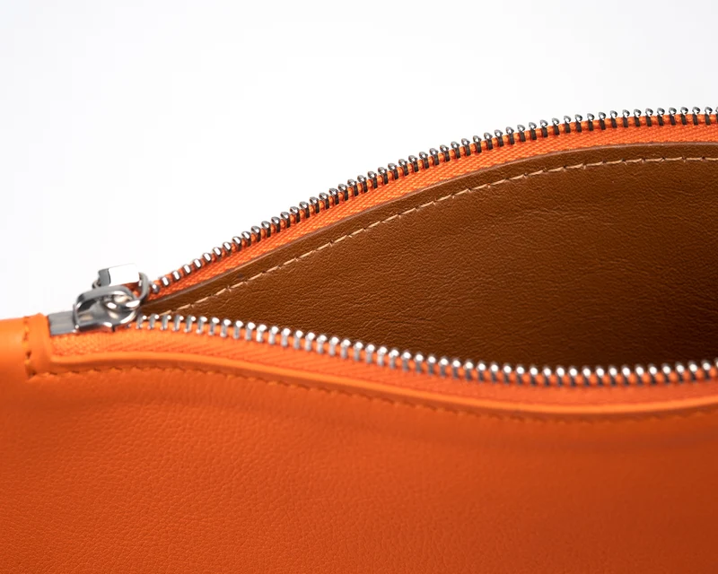 Pochette city cuir orange