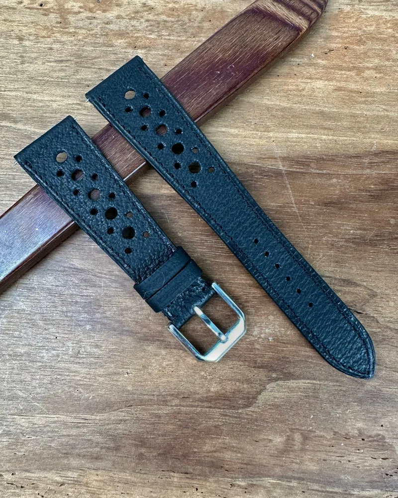 Bracelet de montre rallye pig skin noir mat