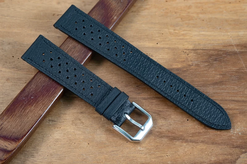 Bracelet racing pigskin noir mat