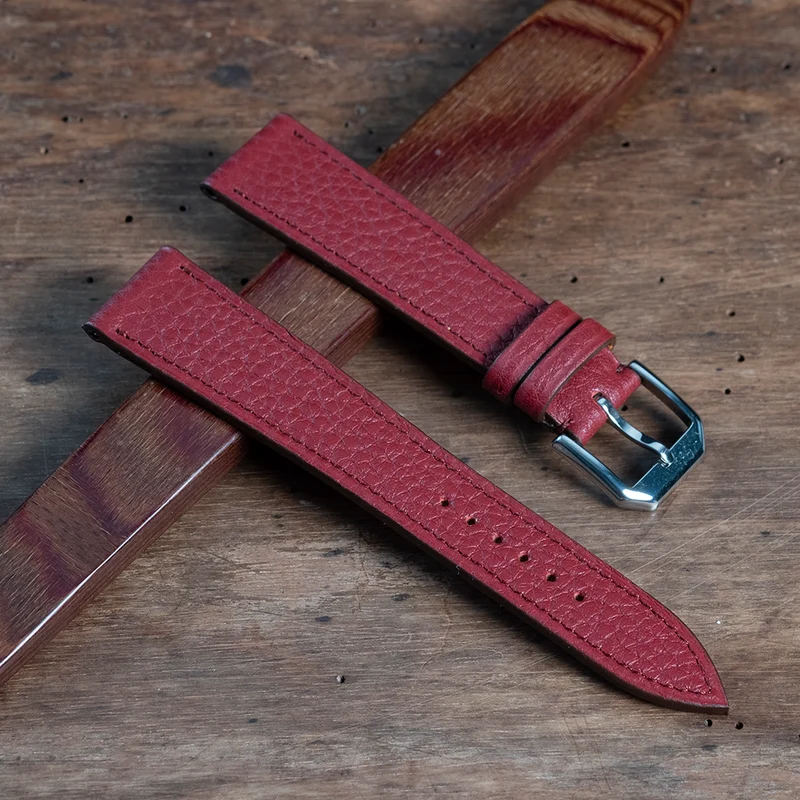 Bracelet de montre taurillon bordeaux