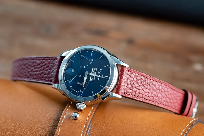 Bracelet de montre taurillon bordeaux