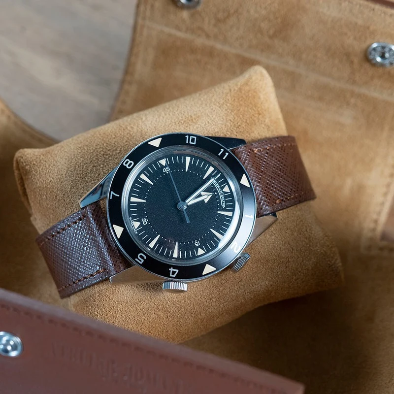 Bracelet de montre cuir saffiano brun