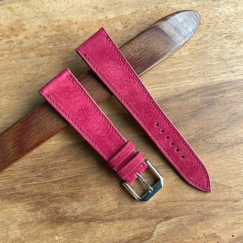 Bracelet de montre nubuck framboise