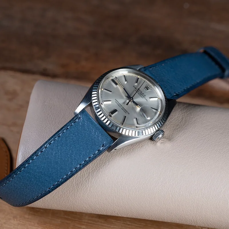 Bracelet cuir de chèvre bleu saphir