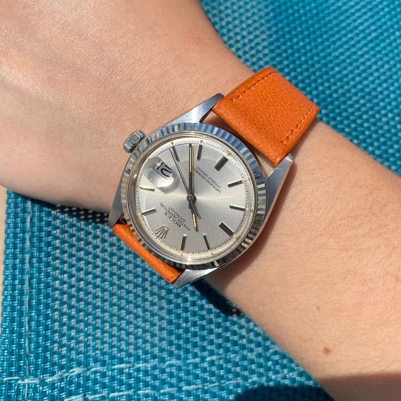 Bracelet de montre chèvre orange